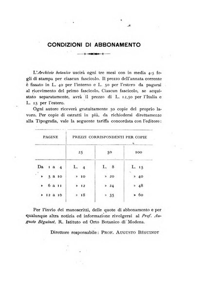 Archivio botanico per la sistematica, fitogeografia e genetica (storica e sperimentale) e Bollettino dell'Istituto botanico della R. Università di Modena