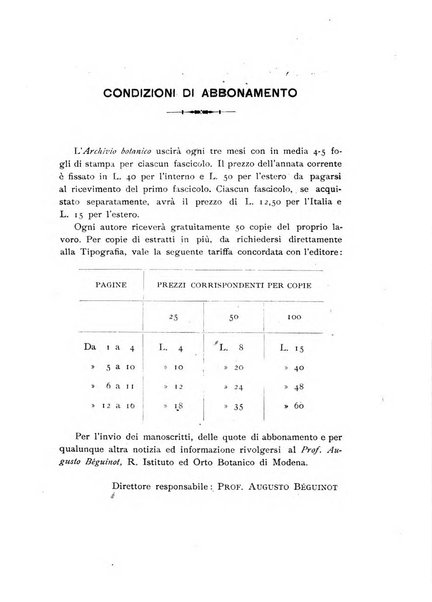 Archivio botanico per la sistematica, fitogeografia e genetica (storica e sperimentale) e Bollettino dell'Istituto botanico della R. Università di Modena