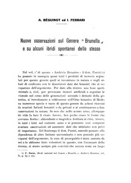 Archivio botanico per la sistematica, fitogeografia e genetica (storica e sperimentale) e Bollettino dell'Istituto botanico della R. Università di Modena