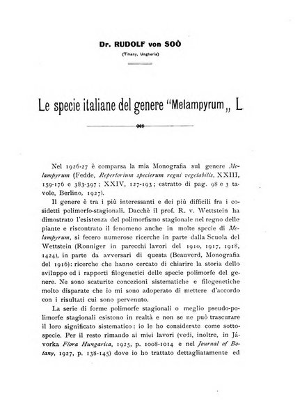 Archivio botanico per la sistematica, fitogeografia e genetica (storica e sperimentale) e Bollettino dell'Istituto botanico della R. Università di Modena