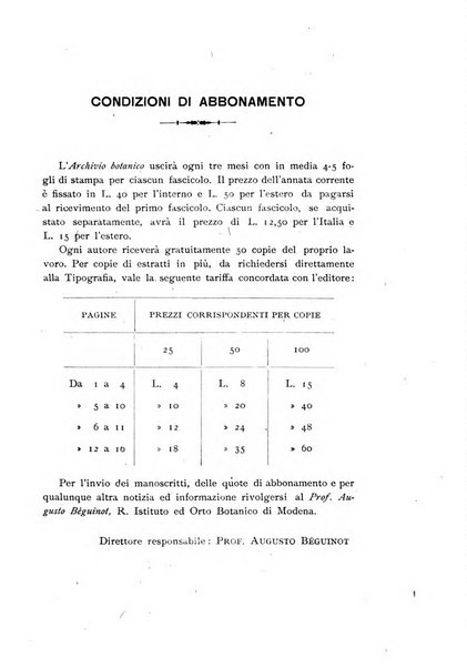 Archivio botanico per la sistematica, fitogeografia e genetica (storica e sperimentale) e Bollettino dell'Istituto botanico della R. Università di Modena