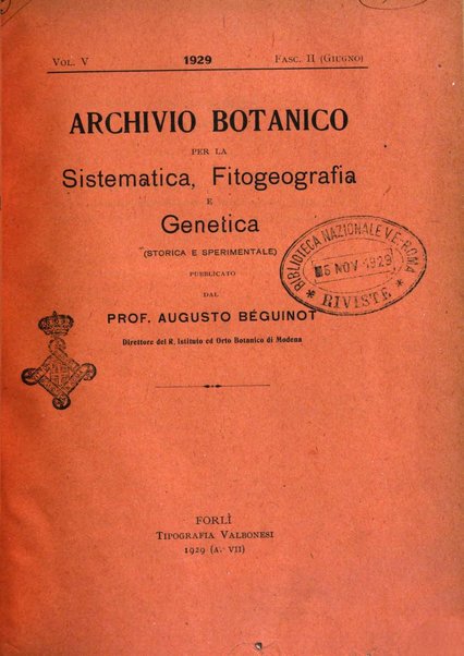 Archivio botanico per la sistematica, fitogeografia e genetica (storica e sperimentale) e Bollettino dell'Istituto botanico della R. Università di Modena