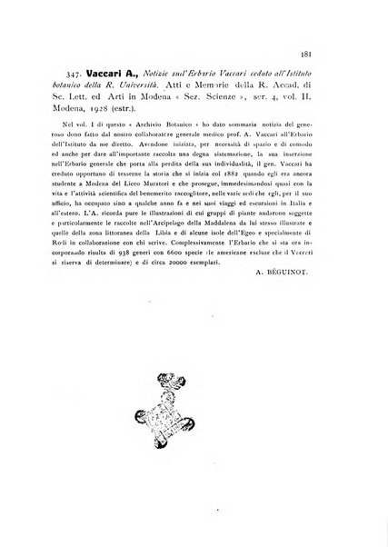 Archivio botanico per la sistematica, fitogeografia e genetica (storica e sperimentale) e Bollettino dell'Istituto botanico della R. Università di Modena