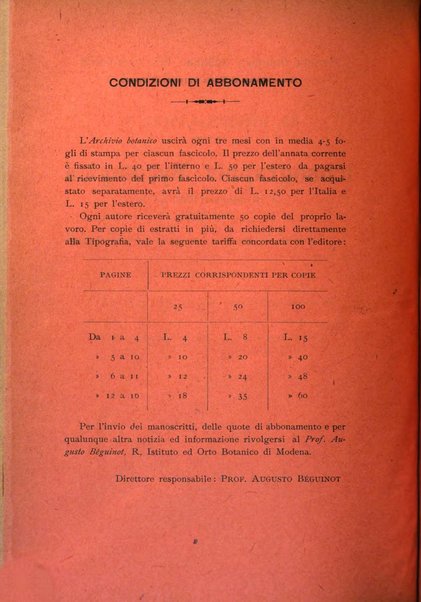 Archivio botanico per la sistematica, fitogeografia e genetica (storica e sperimentale) e Bollettino dell'Istituto botanico della R. Università di Modena