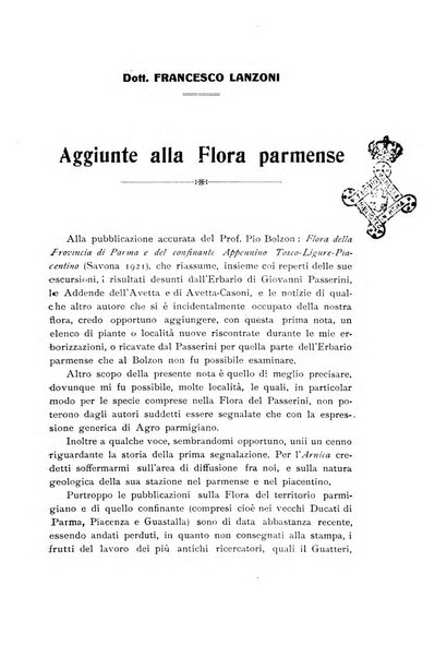 Archivio botanico per la sistematica, fitogeografia e genetica (storica e sperimentale) e Bollettino dell'Istituto botanico della R. Università di Modena