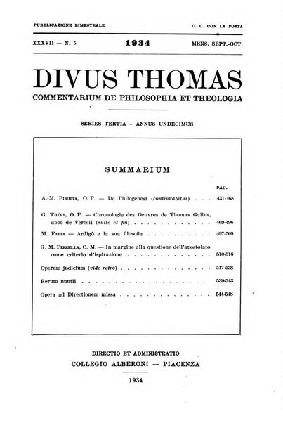 Divus Thomas commentarium academiis et lycaeis scholasticam sectantibus inserviens