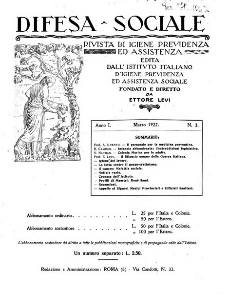 Difesa sociale rivista di igiene, previdenza ed assistenza