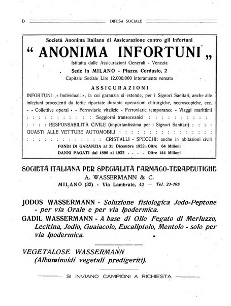 Difesa sociale rivista di igiene, previdenza ed assistenza