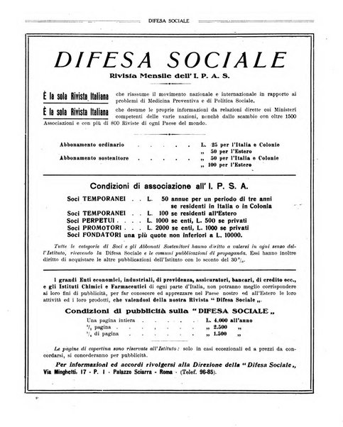 Difesa sociale rivista di igiene, previdenza ed assistenza