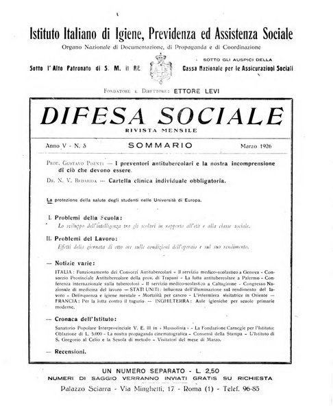 Difesa sociale rivista di igiene, previdenza ed assistenza