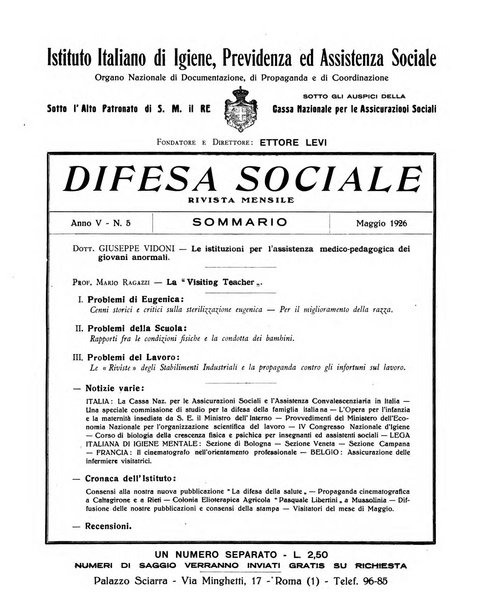 Difesa sociale rivista di igiene, previdenza ed assistenza