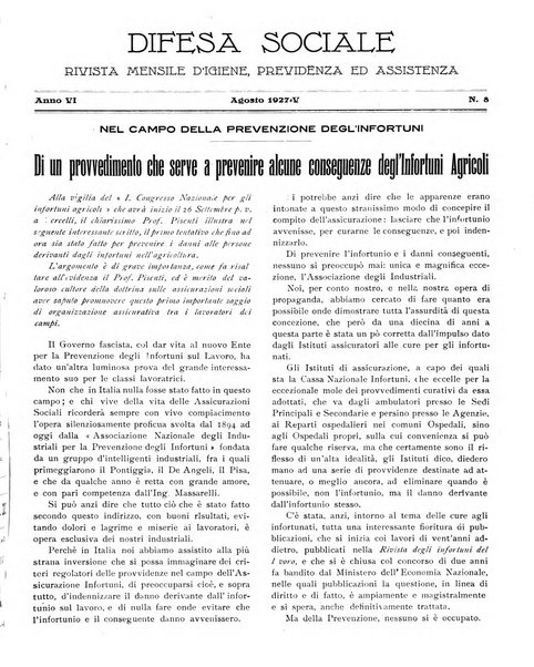 Difesa sociale rivista di igiene, previdenza ed assistenza