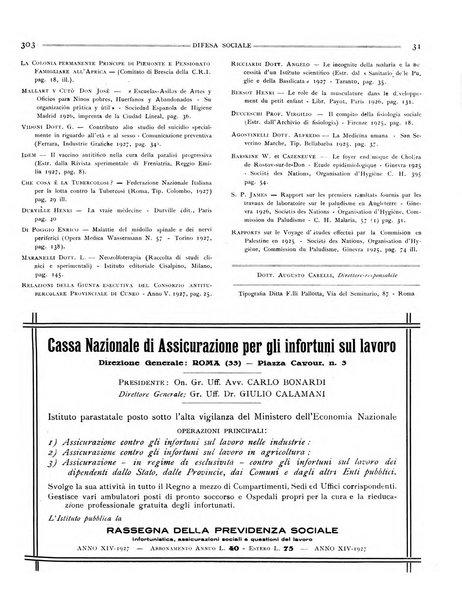 Difesa sociale rivista di igiene, previdenza ed assistenza