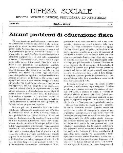 Difesa sociale rivista di igiene, previdenza ed assistenza