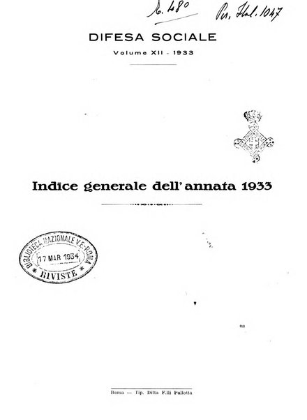 Difesa sociale rivista di igiene, previdenza ed assistenza