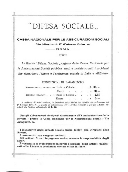 Difesa sociale rivista di igiene, previdenza ed assistenza