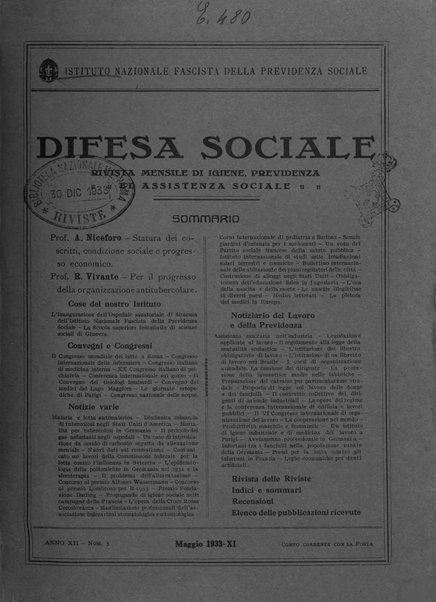 Difesa sociale rivista di igiene, previdenza ed assistenza