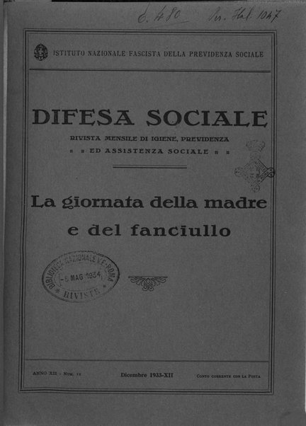 Difesa sociale rivista di igiene, previdenza ed assistenza