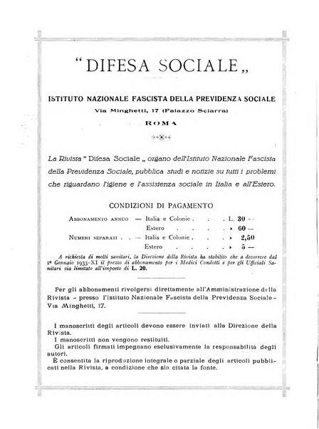 Difesa sociale rivista di igiene, previdenza ed assistenza