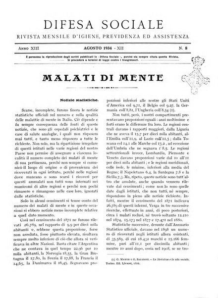 Difesa sociale rivista di igiene, previdenza ed assistenza