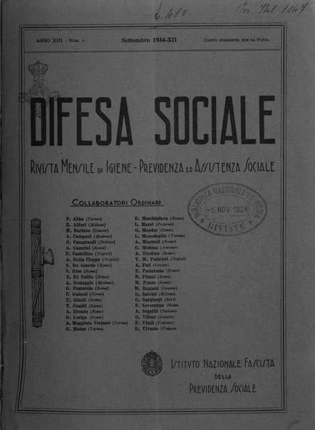 Difesa sociale rivista di igiene, previdenza ed assistenza