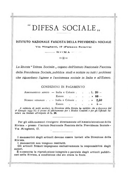 Difesa sociale rivista di igiene, previdenza ed assistenza