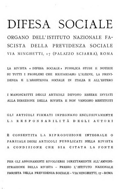 Difesa sociale rivista di igiene, previdenza ed assistenza