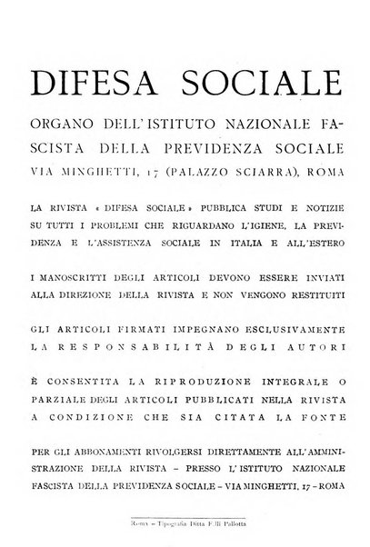 Difesa sociale rivista di igiene, previdenza ed assistenza