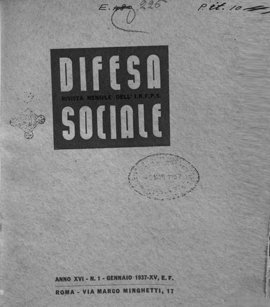 Difesa sociale rivista di igiene, previdenza ed assistenza