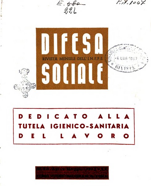 Difesa sociale rivista di igiene, previdenza ed assistenza