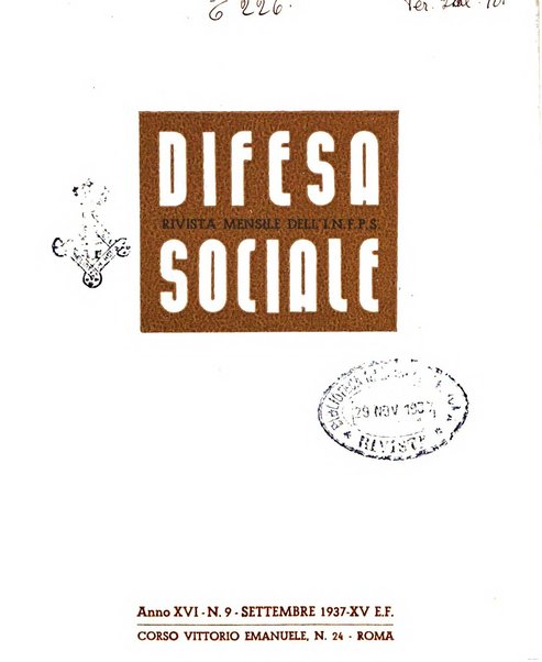 Difesa sociale rivista di igiene, previdenza ed assistenza