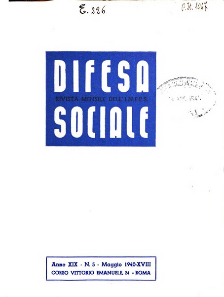 Difesa sociale rivista di igiene, previdenza ed assistenza