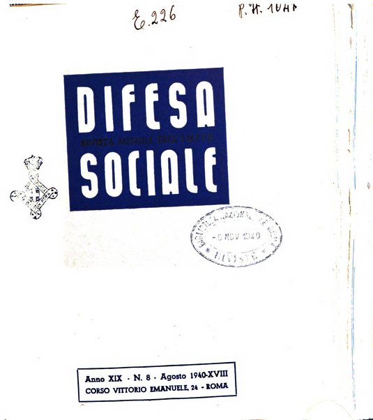 Difesa sociale rivista di igiene, previdenza ed assistenza