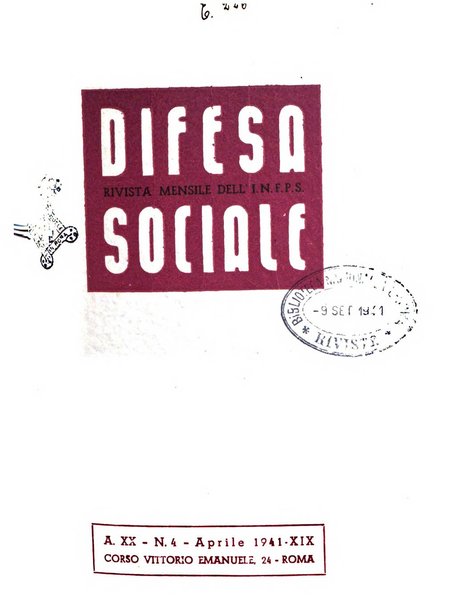 Difesa sociale rivista di igiene, previdenza ed assistenza