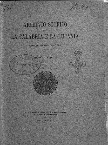 Archivio storico per la Calabria e la Lucania