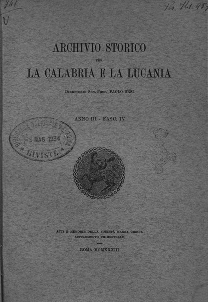 Archivio storico per la Calabria e la Lucania