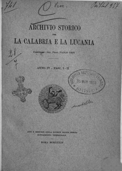 Archivio storico per la Calabria e la Lucania