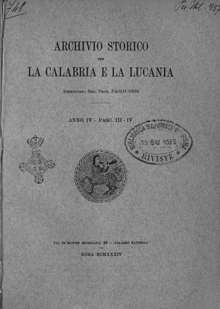 Archivio storico per la Calabria e la Lucania