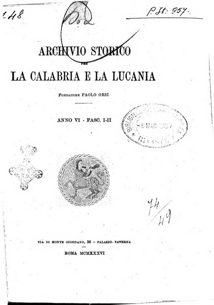 Archivio storico per la Calabria e la Lucania