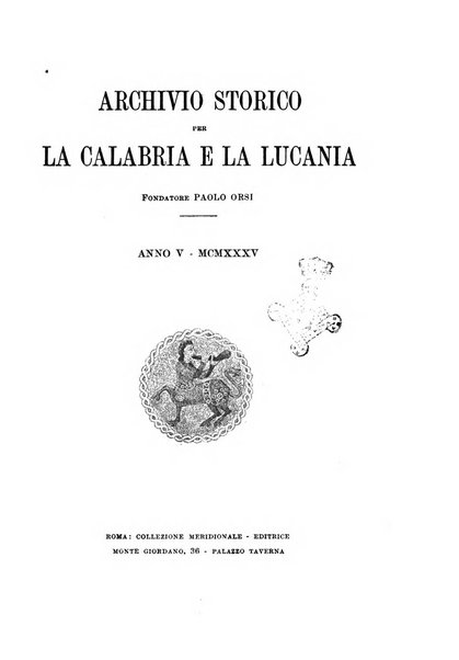 Archivio storico per la Calabria e la Lucania