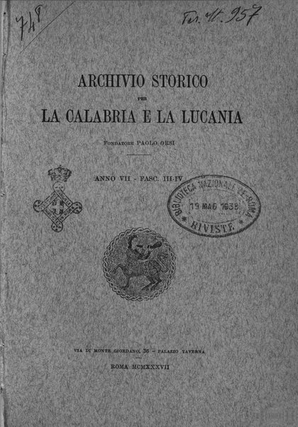 Archivio storico per la Calabria e la Lucania