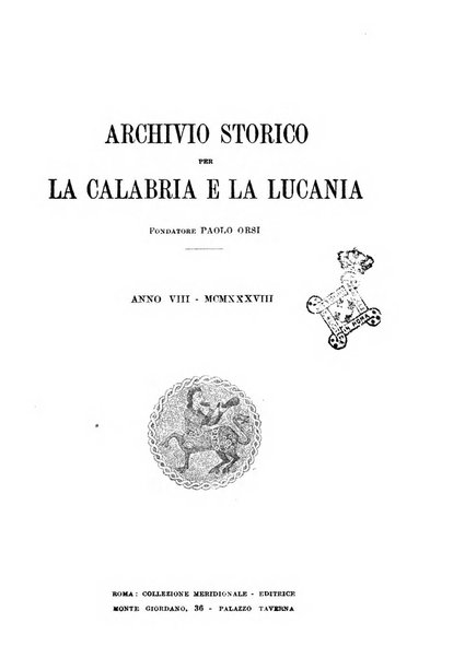 Archivio storico per la Calabria e la Lucania