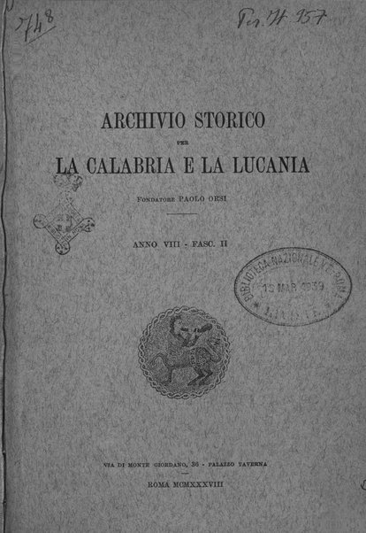 Archivio storico per la Calabria e la Lucania