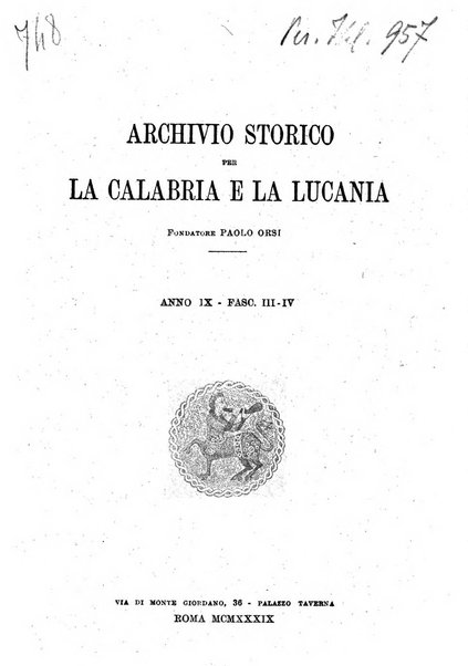 Archivio storico per la Calabria e la Lucania