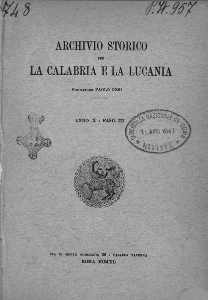 Archivio storico per la Calabria e la Lucania