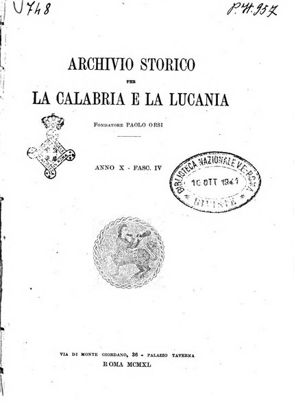 Archivio storico per la Calabria e la Lucania