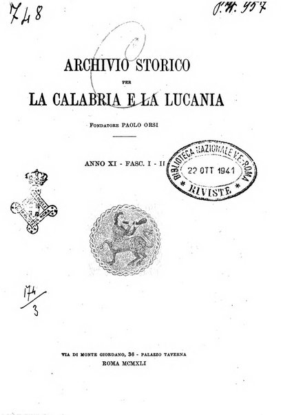 Archivio storico per la Calabria e la Lucania