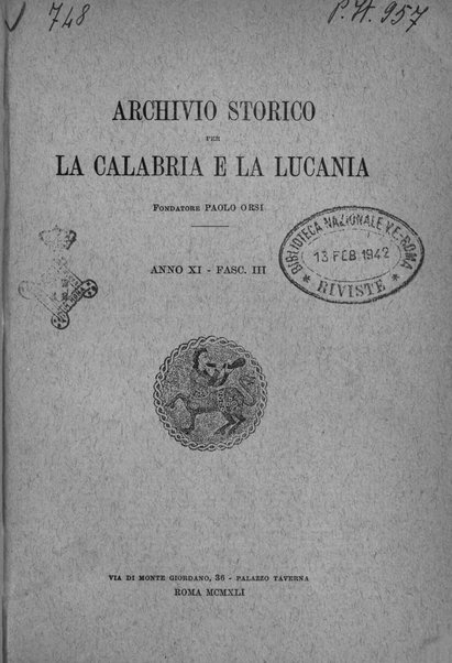 Archivio storico per la Calabria e la Lucania