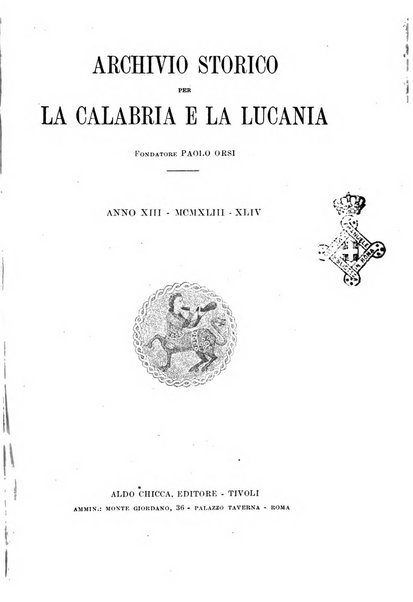 Archivio storico per la Calabria e la Lucania