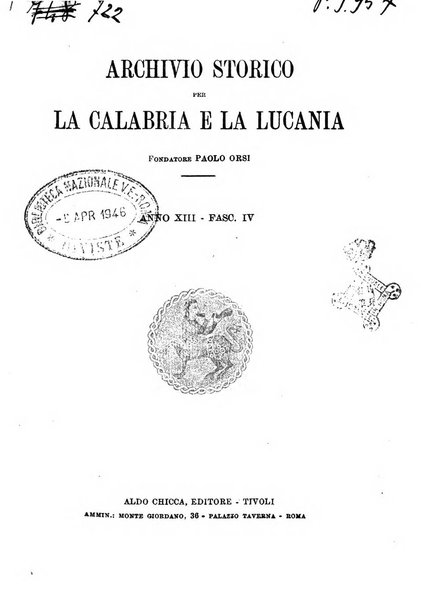 Archivio storico per la Calabria e la Lucania